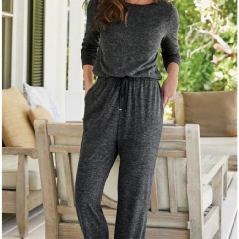 Soft Surroundings Heathered Grey Hideaway Jumpsuit